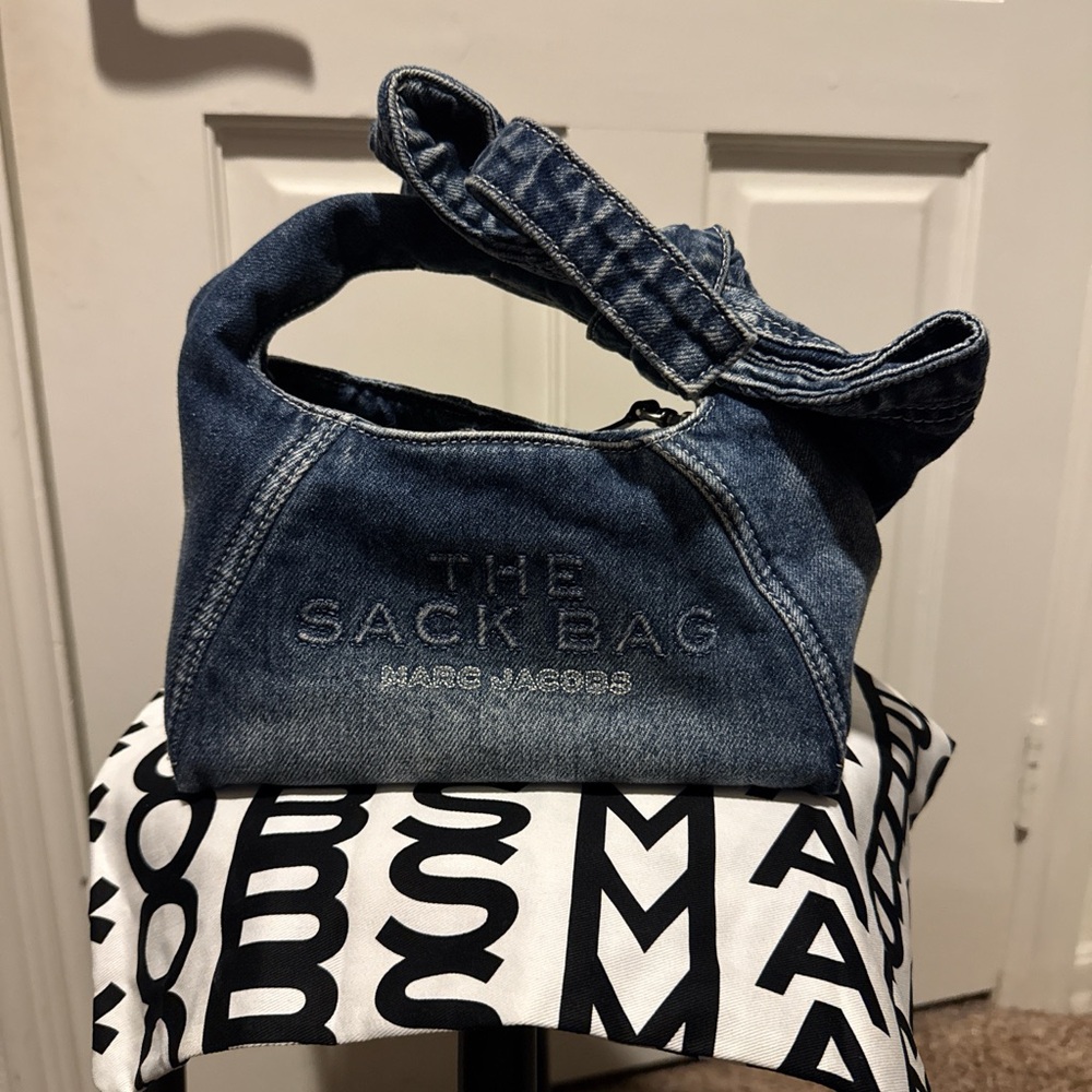 Marc Jacobs Denim Mini Sack Bag in Classic Blue